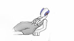 anthro cleavage clothes color female female_only lugia pokemon pokemon_(species) red_eyes sirserial solo tagme white_skin