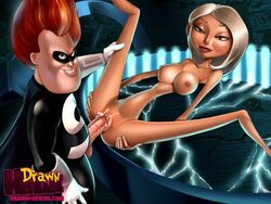 1boy 1boy1girl 1girls big_breasts breasts creampie cum cum_in_pussy cum_inside disney drawn-hentai mirage_(the_incredibles) nipples pixar smooth_skin syndrome tagme the_incredibles