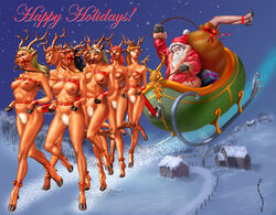 2boys 6+boys 6+girls 7girls bit_gag bondage breasts femsub gag gagged multiple_boys multiple_girls multiple_subs nipples ponygirl reindeer santa_claus synthean tagme