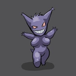 anthro breasts colored female female_only front_view fur furry gengar nude oniontrain pokemon pokemon_(species) smile solo tagme walking