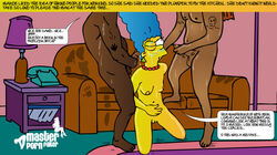 breasts color dark-skinned_male dark_skin female handjob human indoors interracial kneeling male marge_simpson master_porn_faker masturbation multiple_males nipples partial_male penis straight the_simpsons