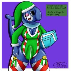 anthro big_breasts blue_body bodily_fluids breasts bulge cameltail christmas christmas_clothing christmas_headwear clothed clothing cum cum_drip cum_in_clothing cum_through_clothes cum_through_clothing cumshot dripping ejaculation erection erection_in_panties erection_under_clothes erection_under_clothing fizzy_pop_the_popplio floppy_ears futanari generation_7_pokemon genital_fluids gift hands-free handsfree_ejaculation headgear headwear herm hi_res holidays intersex looking_at_viewer nintendo panties panty_bulge penis_bulge penis_in_panties penis_under_clothes pokémon_(species) pokemon pokemon_(species) pokemorph popplio raised_tail sexybigears69 smile solo tenting text thick_thighs video_games wet wet_clothing