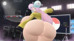 1girls 3d 3d_(artwork) big_ass big_breasts big_butt blue_hair breasts_bigger_than_head camera dra111_(artist) dragon316 female female_only huge_ass huge_breasts iono_(pokemon) looking_at_viewer looking_back microphone one_eye_closed pink_hair pokemon pokemon_sv purple_eyes scenario smiling tagme thick_ass thick_thighs