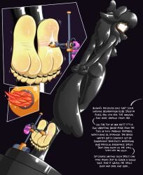 anthro apple_bloom_(mlp) bound caroo clothing encasement feet female foot_fetish foot_focus friendship_is_magic hasbro helpless magical_stimulation magical_tattoo my_little_pony restrained rubber rubber_clothing rubber_suit solo tickling tickling_feet trapped