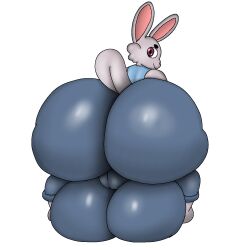 anthro ass backsack balls big_balls big_butt clothing darylanimates14 fluffy fur genitals girly glistening glistening_balls glistening_butt glistening_genitalia grey_body grey_fur hi_res huge_balls huge_butt lagomorph leporid looking_back male mammal presenting presenting_hindquarters rabbit solo thick_thighs