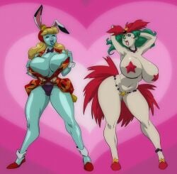 2girls athletic athletic_female big_breasts bishoujo_senshi_sailor_moon blue_skin breasts bunny_ears bunnysuit busty cleavage clothing covered_nipples curvy_female daimon dancer dancing dark_nipples dead_moon death_busters duo eyebrows eyelashes eyes female female_focus female_only fit fit_female gigantic_breasts hair hips hourglass_figure huge_breasts humanoid large_breasts legs lemure lips long_hair monster_of_the_day nipples peropero_(sailor_moon) slb thick thick_legs thick_thighs thighs thong top_heavy u-chouten upper_body villainess voluptuous waist white_skin wide_hips