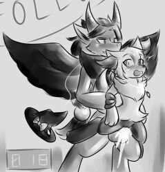 2022 anthro anthro_on_anthro banner bead big_dom_small_sub blush blush_lines bodily_fluids braixen canid canine carrying carrying_partner clothing count cum cum_in_pussy cum_inside digital_drawing_(artwork) digital_media_(artwork) dominant duo ejaculation event female flaire_the_braixen_(novathelucario) flying flying_sex fox generation_5_pokemon generation_6_pokemon genital_fluids hair hat headgear headwear holding_arms holding_person horn hybrid inner_ear_fluff interspecies jewelry larger_male male male/female mammal monochrome necklace nintendo penetration pokémon_(species) pokemon pokemon_(species) ponytail public public_sex public_use sex simple_background size_difference smaller_female surprise tetsushi tuft vaginal_penetration video_games wings zoroark