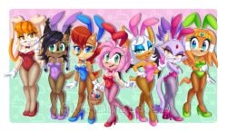 2021 5_fingers 6+girls 7girls amy_rose anthro artificial_intelligence ass basket bat big_breasts black_hair blaze_the_cat blue_bowtie blue_bunny_ears blue_bunnysuit blue_eyes blue_heels blue_high_heels blue_leotard blush border breasts brown_body brown_eyes bunny_ears bunnysuit butt chipmunk chiropteran clothed clothing container costume curvy dipstick_ears domestic_cat easter_egg echidna eulipotyphlan fake_ears fake_rabbit_ears felid feline felis female female_only fishnet_legwear footwear forehead_gem gloves goddess green_bowtie green_bunny_ears green_bunnysuit green_eyes green_heels green_high_heels green_leotard group hair hedgehog heels high_heels lagomorph legwear looking_at_viewer lynx magenta_bowtie magenta_bunny_ears magenta_bunnysuit magenta_heels magenta_high_heels magenta_leotard makeup mammal maroon_bowtie maroon_bunnysuit maroon_leotard medium_breasts metalpandora monotreme mother multiple_girls nicole_the_lynx open_mouth open_smile orange_body orange_fur orange_hair pink_body pink_bowtie pink_bunny_ears pink_bunnysuit pink_fur pink_hair pink_heels pink_high_heels pink_leotard playboy_bunny png princess purple_body purple_bowtie purple_bunny_ears purple_bunnysuit purple_fur purple_heels purple_high_heels purple_leotard rabbit red_bowtie red_bunny_ears red_bunnysuit red_hair red_heels red_high_heels red_leotard rouge_the_bat royalty sally_acorn sega smile sonic_(series) sonic_the_hedgehog_(archie) sonic_the_hedgehog_(comics) sonic_the_hedgehog_(series) strapless_leotard tail tan_body tan_fur tikal_the_echidna vanilla_the_rabbit watermark white_gloves white_hair wide_hips wings yellow_eyes