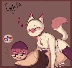 ._. 1boy 1futa anthro cat_ears cat_tail catgirl countryhumans countryhumans_girl dominant_female dominant_futanari futa_on_male futanari germany_(countryhumans) glasses japan_(countryhumans) white_body white_fur yellow_body yellow_skin