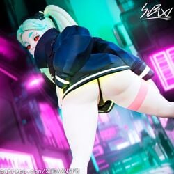 1girls 3d 3d_(artwork) ass blender blender_(software) clothing cybernetics cyberpunk cyberpunk:_edgerunners cyberpunk_2077 looking_back panties rebecca_(edgerunners) sebaxnsfm seductive underwear