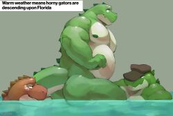 alligator anthro astrodae furry gay green_skin homosexual male orange_skin suggestive