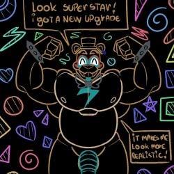 1boy 1male 2022 animatronic anthro anthro_only bear biceps bodypaint bow_tie bowtie bracelet chubby chubby_anthro chubby_male completely_nude completely_nude_male couchjester_(artist) digital_drawing_(artwork) ear_piercing earrings facepaint five_nights_at_freddy's five_nights_at_freddy's:_security_breach flexing flexing_arms flexing_bicep fnaf glamrock_freddy_(fnaf) half-erect headgear headwear humanoid_genitalia humanoid_penis jester machine male_focus male_only mammal mammal_humanoid muscular_arms nipples nude nude_male piercing robot robotic_genitalia robotic_penis smile smiling smiling_at_viewer solo solo_anthro solo_focus solo_male spiked_bracelet top_hat