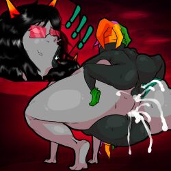 1girls 2boys anal backsack cum cum_inside double_penetration female homestuck imp larger_female latula_pyrope male penis smaller_male tagme tagme_(artist) tennohsmantra