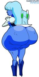 1girls 2d ass_shelf big_ass big_butt bimbo blue-skinned_female blue_hair blue_skin bottom_heavy cartoon_network dat_ass dick_sucking_lips drinks elbow_gloves fat_ass female_focus gem_(species) habbodude hair_over_eye heels high_heels huge_ass huge_butt plate platform_heels putricia sapphire_(steven_universe) shelf_booty shortstack solo_female solo_focus steven_universe thick_lips thick_thighs