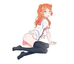 ass ensemble_girls! ginger_hair no_pants panties ruka_tsukinaga