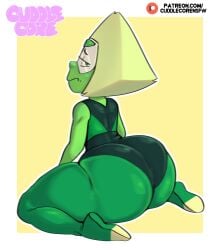 1girls alien alien_girl alien_humanoid ass ass_bigger_than_body ass_bigger_than_head ass_focus big_ass blonde_hair bottom_heavy bubble_butt cartoon_network clothing cuddlecore female gem_(species) green_body green_skin huge_ass looking_at_viewer looking_back massive_ass on_knees peridot_(steven_universe) pinup round_ass shortstack sitting solo solo_female steven_universe tight_clothes tight_clothing