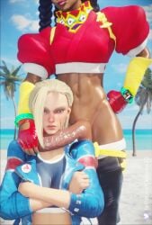 1futa 1girls 3d angry animated annoyed beach big_penis blender cammy_white clothed clothed_female cockhold dark-skinned_futanari defeated futa_on_female futanari humiliation kelaraa kimberly_jackson light-skinned_female muscular_female music navel penis self_upload sound street_fighter street_fighter_6 testicles uncensored video