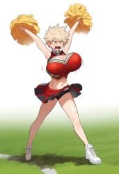 ai_generated bakugou_katsuki boku_no_hero_academia breast_jiggle breasts_bounce cheering cheerleader cheerleader_outfit cheerleader_uniform female_bakugou gender_transformation genderswap_(mtf) huge_boobs huge_breasts katsuki_bakugou my_hero_academia rule_63 slut slutty_clothing slutty_outfit solo