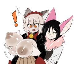 1boy 1boy1girl 1girls bat_ears bat_humanoid breast_grab breast_squeeze breasts breasts_out cat_ears cat_tail catmaid_(dizzyspells) chiropteran couple female female_focus fur lucyfercomic male nipples original original_character original_characters roy_(lucyfercomic) wings