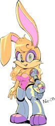 archie_comics breasts bunnie_rabbot cleavage cybernetic_limb furry green_eyes leotard long_hair nic-cos sega sonic_(series) yellow_fur