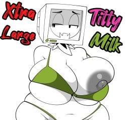 big_ass bikini bingusbongosss huge_breasts nipple_slip pyrocynical pyrocynical_tvhead_oc screen_face tagme text tv_head white_skin