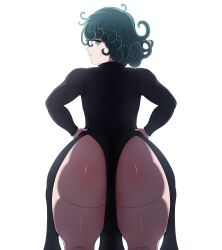 1girls ass big_ass big_butt bottom_heavy fat_ass female female_only green_eyes green_hair huge_ass large_ass looking_at_viewer looking_back no_panties one-punch_man solo solo_female solo_focus sweat sweatdrop tatsumaki thick_thighs w1hot wide_hips