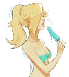 blonde_female blonde_hair breasts ice_cream mario_(series) medium_breasts melting nintendo popsicle popsicle_melting princess_rosalina saliva saliva_trail sarunacuso small_breasts tongue_out underwear