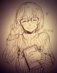 1boy 1femboy adjusting_glasses androgynous armin_arlert artist_request attack_on_titan baggy_clothes baggy_clothing baggy_shirt baggy_topwear blush blush blush_lines blushed_face blushing_at_viewer blushing_male book closed_eyes cute_male femboy glasses heart holding_book holding_object loose_clothes loose_clothing male male_focus male_only nerd nerdy nerdy_male nervous nervous_smile no_background otoko_no_ko pattern_clothing puffy_long_sleeves puffy_sleeves shingeki_no_kyojin shoulders_raised shoulders_up smiling smiling_at_viewer solo solo_focus squiggle_mouth sweater turtleneck turtleneck_sweater twink vignette white_background wiggly_smile yaoi