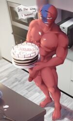 balls cake cock countryhumans dick food kitchen male male_only male_solo mongolia_(countryhumans) solo solo_focus solo_male tagme