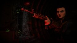 3d 3d_(artwork) bioshock bioshock_infinite clothing computer electronics elizabeth_comstock fallout female firearm grandmanaconda_(artist) human insects jumpsuit pale_skin pip-boy radroach rifle subway vault_suit weapon wristwear