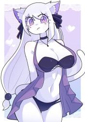 anthro breasts looking_at_viewer oc original_character purple_eyes tagme tagme_(character) thighs white_fur white_hair yume0534