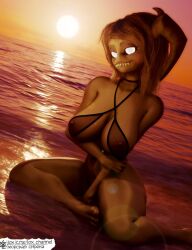 beach feet lox_(artist) panties see-through_bra the_binding_of_isaac the_siren_(the_binding_of_isaac)