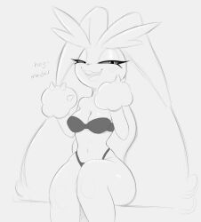 2023 arteficialtrees black_eyes bra breasts cleavage female female_focus female_only furry lopunny monochrome nintendo panties pokémon_(species) pokemon pokemon_(species) rabbit sketch text thighs