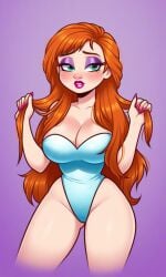 1girls ai_generated anna_(frozen) bare_arms bare_legs bare_thighs blue_eyes cleavage disney disney_channel disney_princess eyebrows eyelashes eyeliner eyeshadow female frozen_(film) frozen_2 hi_res large_ass large_breasts long_hair petite petite_body petite_female red_hair solo solo_female solo_focus standing thick_thighs waifufamily