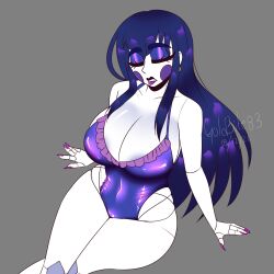 1girls ballerina ballora ballora_(fnafsl) big_breasts blue_hair closed_eyes female five_nights_at_freddy's five_nights_at_freddy's:_sister_location fnaf goldbite83 long_hair long_hair_female long_nails pink_nails sister_location solo solo_female swimsuit white_skin