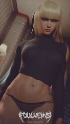 1girls 3d athletic athletic_female bangs blonde_hair busty emilie_de_rochefort female female_focus female_only foulveins hourglass_figure pinup pinup_pose solo tagme tekken wide_hips