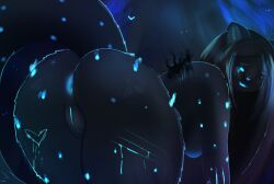 2022 anthro anus ass bent_over black_body black_fur black_hair black_pussy blue_anus blue_nose dated fairy female fur genitals group hair humanoid_genitalia humanoid_pussy isyld long_hair mammal nude open_mouth plump_labia presenting presenting_anus presenting_hindquarters presenting_pussy pussy rodent sciurid signature simple_background solo_focus standing three-quarter_view