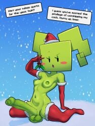 1futa 2023 areola areolae armwear balls ballsack big_balls breasts christmas dialogue elbow_gloves english_text erection foreskin full_body futa_only futanari gloves green_body green_skin huge_cock humanoid humanoid_penis intact intersex kneeling legwear mario_(series) mimi_(super_paper_mario) mistletoe mostly_nude_futanari nipples paper_mario partially_retracted_foreskin penis santa_hat scrotum shaved_crotch sitting sleepiitreat smooth_balls solo stockings super_paper_mario testicles text thighhighs uncircumcised uncut vein veiny_penis wariza white_berries