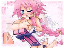 alexi_(tits!) angel angel_wings arekishi artina big_breasts bimbo blue_eyes braid breasts bursting_breasts censored cleavage clothed_female_nude_male clothed_sex cum cum_on_body cum_on_breasts disgaea disgaea_4 dress gigantic_breasts huge_breasts kakuretenai large_breasts long_hair nippon_ichi_software nude paizuri paizuri_under_clothes pink_hair short_stack shortstack tongue tongue_out very_long_hair wings