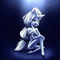 2d artistic_nude blonde_female blonde_hair charlie_morningstar_(hazbin_hotel) eyes_closed hazbin_hotel intimate no_sex nonsexual_nudity nude red_cheeks sitting small_breasts tasteful tasteful_nudity vivienne_medrano vivziepop white_skin zealotiv