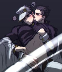 2boys diamond_is_unbreakable dilf gay hand_on_another's_crotch jojo's_bizarre_adventure jotaro_kujo male male/male male_only selfcest stone_ocean yaoi