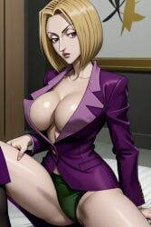 1girls ai_generated artist_request big_breasts blonde_hair breasts female human hunter_x_hunter large_breasts light-skinned_female light_skin pakunoda phantom_troupe pubic_hair short_hair shounen_jump spread_legs villainess