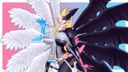 12_wings 1girls 3d angel angel_wings apuri demon demon_wings digimon digimon_(species) digimon_story digimon_story:_cyber_sleuth female female_only half_angel half_demon mastemon solo wings