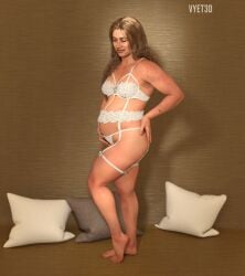 1female 1girls 1woman 3d 3d_(artwork) 3d_model abigail_anderson female lingerie long_hair milf panties photoshoot pillow pose posing pregnant pregnant_female smiling solo solo_female solo_focus standing the_last_of_us the_last_of_us_2 vyet3d white_lingerie