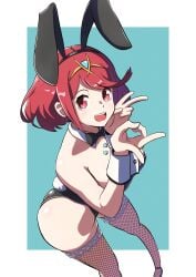 ass breasts bunny_ears bunnysuit cianter female female_only fishnets nintendo peace_sign pyra red_hair solo tagme xenoblade_(series) xenoblade_chronicles_2