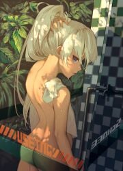 100wang bathhouse expectant exposed_ass looking_at_viewer looking_back naked rwby tagme waiting wangxiii weiss_schnee wet wet_body