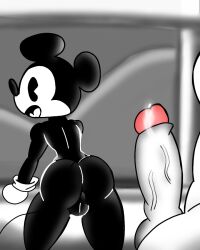 big_dick disney gay looking_at_penis mickey_mouse precum public_domain showing_ass showing_penis steamboat_willie surprised surprised_expression tagme yaoi