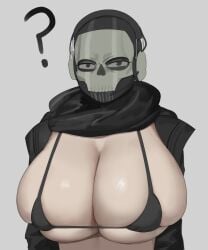 1girls ? absurd_res absurdres big_breasts bikini bikini_top booruguru breast_focus breasts breasts_focus busty call_of_duty call_of_duty_modern_warfare_2_(2022) eye_contact female female_focus female_only front_view genderswap_(mtf) ghost_(modern_warfare_2) gray_background grey_background headphones headset hi_res hidden_curves high_resolution highres huge_breasts jacket_lift jacket_up large_breasts light-skinned_female light_skin looking_at_viewer mask masked meme modern_warfare pov_eye_contact rule_63 scarf shirt_lift shirt_up simon_riley simple_background skull_mask solo solo_female solo_focus tagme upper_body