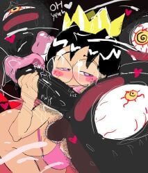 1girls blush crown dark_matter dominant_female fairy fairy_wings forbiddenchees8 glasses handjob kirby_(series) kirby_64 kirby_64:_the_crystal_shards licking_penis lilac_eyes monster monster_cock oral pink_bra queen_ripple smug_grin underwear_only