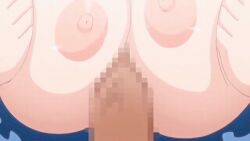 1boy 1girls animated breasts censored duo female huge_breasts katsurahama_riko looping_animation male nipples paizuri screencap shabura_rental straight